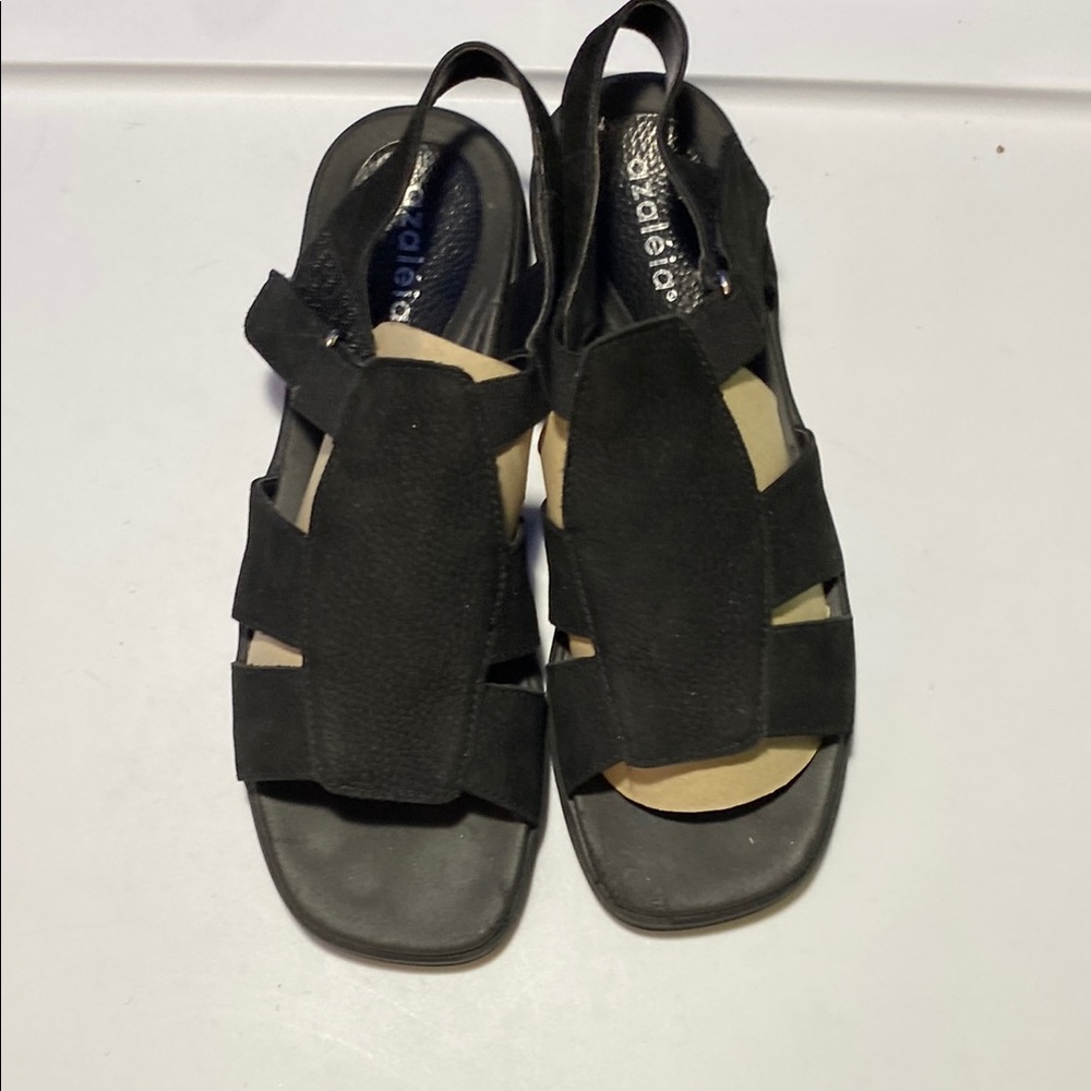 Azaléia Black Comfort Sandals with Adjustable Straps, Size 10